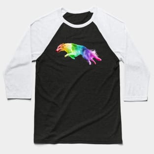 Running Rainbow Borzoi Dog Baseball T-Shirt